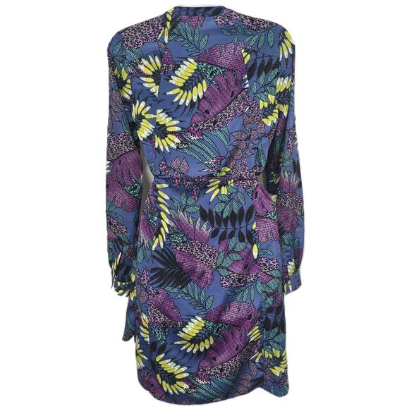 ZOA New York Leaf Shirt Dress Size XS Floral Purple Tropical Beachy Vacation - Picture 2 of 12